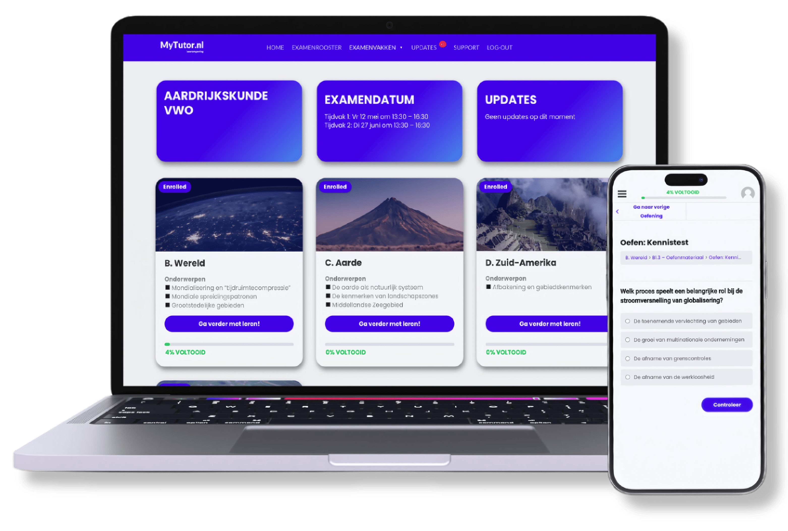 Online examentraining laptop en mobiel